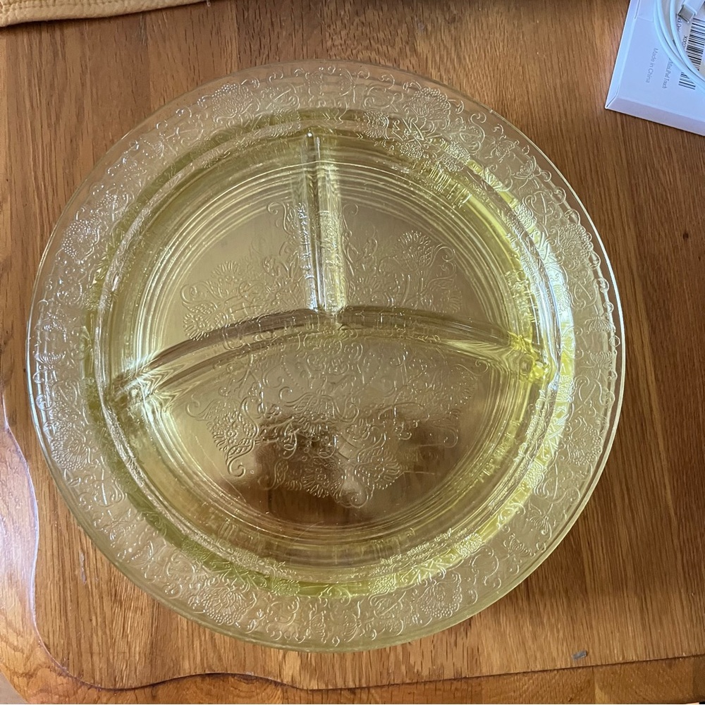 Vintage Yellow Glass Divided Plate